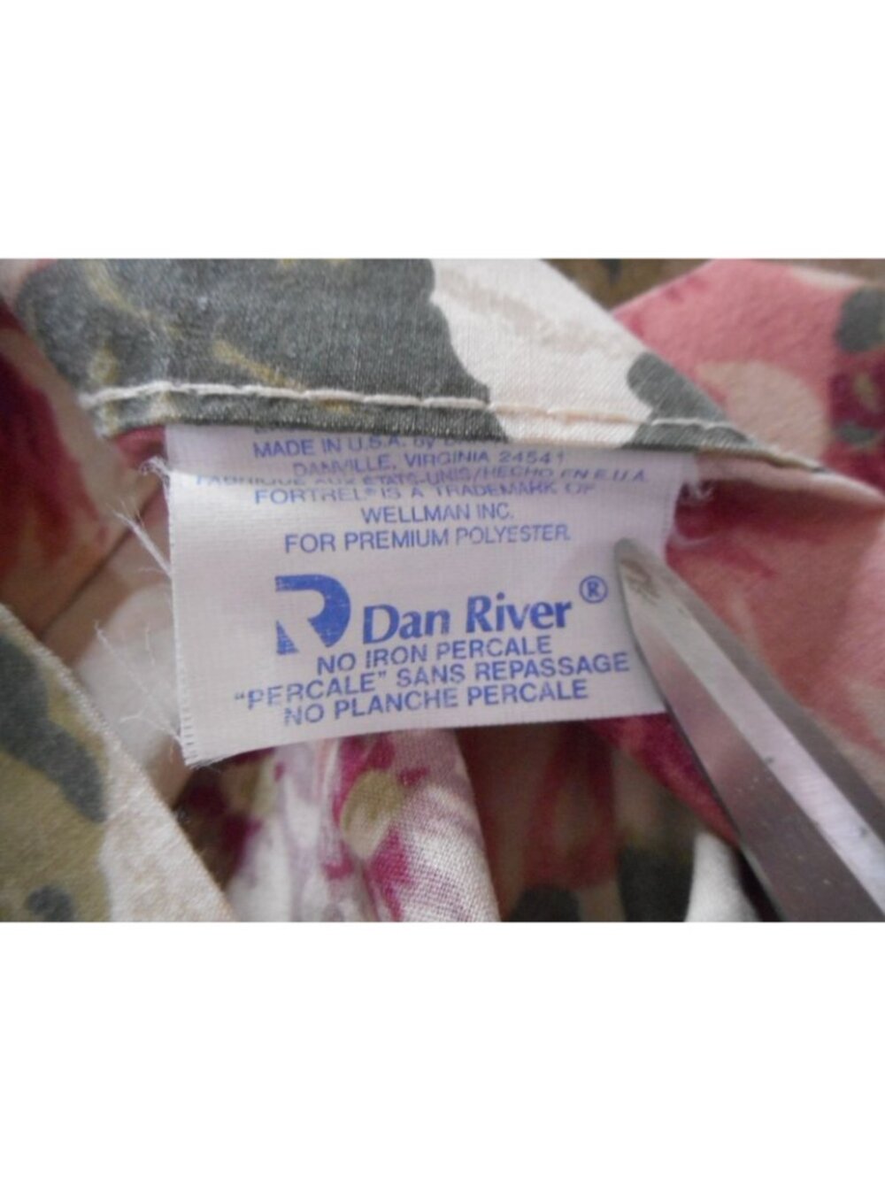 Vintage Dan River beige green dark pink Floral Standard Pillowcase - Picture 5 of 5